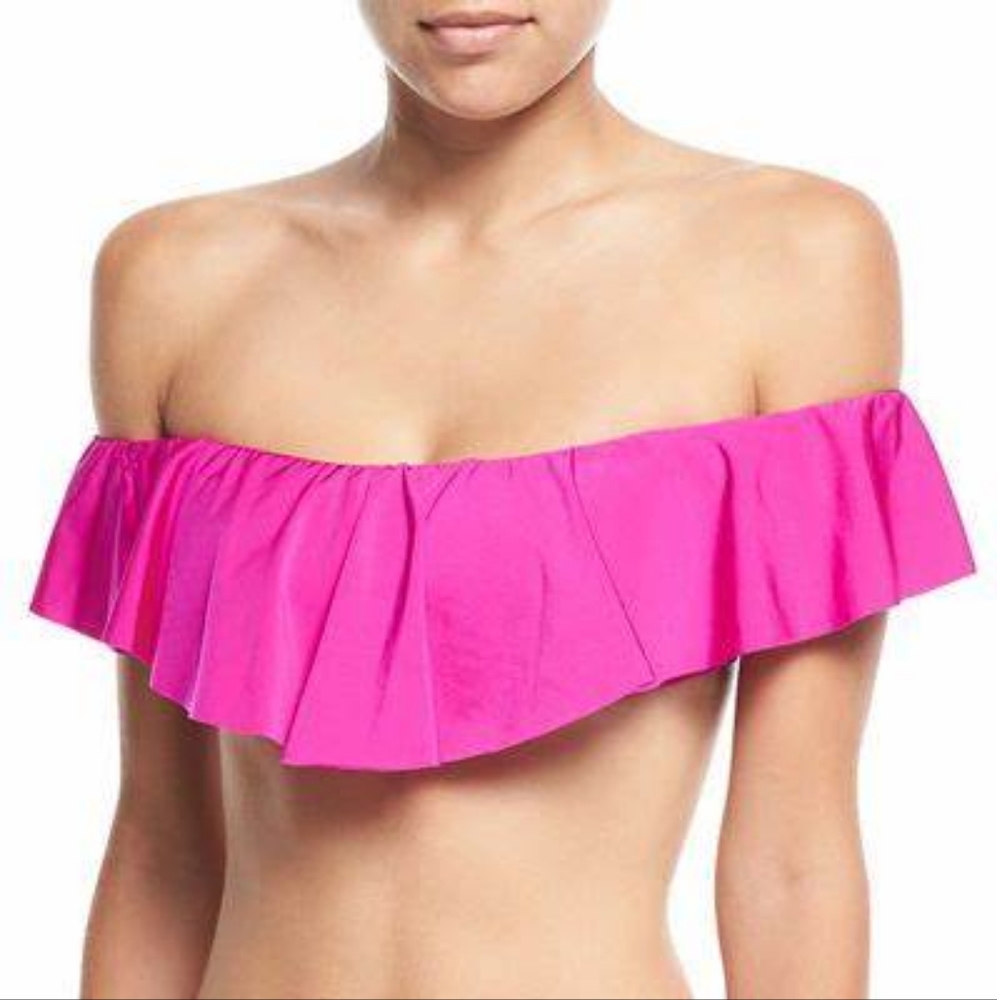 NWT, Trina Turk Pink Monaco Off Shoulder Ruffle Swimsuit Top